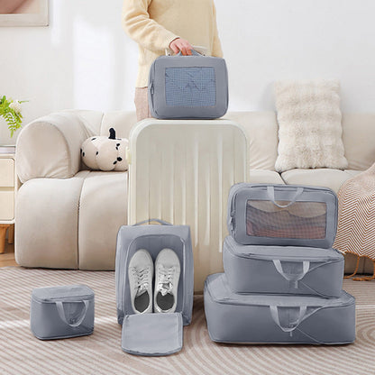 7Pcs Compression Packing Cubes Set ¨C Travel Luggage Organizer Bags for Suitcases Grey