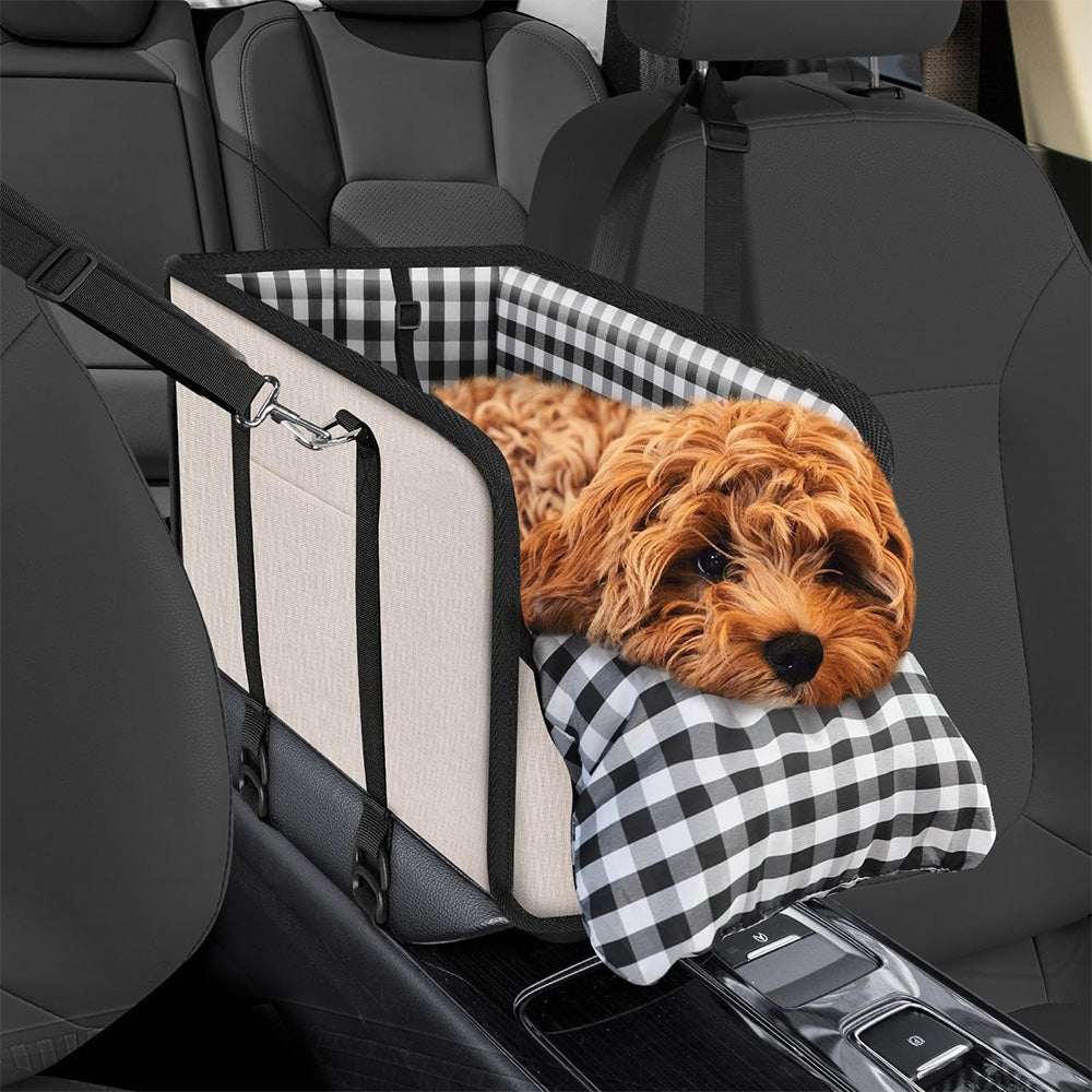 Oxford Fabric Center Console Pet Vehicle Seat Carrier - Beige