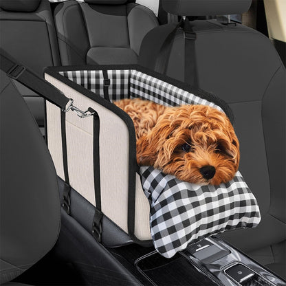 Oxford Fabric Center Console Pet Vehicle Seat Carrier - Beige