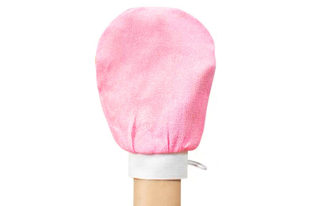 2Pcs 100% Viscose Exfoliating Gloves Moroccan Body Scrub Bath Wash Mitts-Light Pink