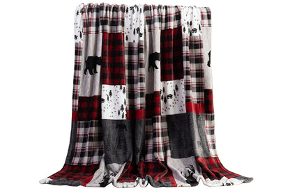 Breathable Christmas Blanket Elegant Comfort Luxury Velvet Fleece Christmas Tree Blanket Cozy Throws for Winter Bedding-Christmas Patch
