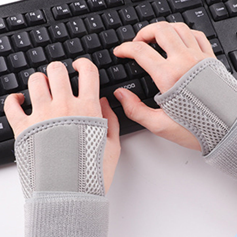 Pair of Adjustable Tunnel Wrist Brace Night Support Hand Brace with Splints Gray