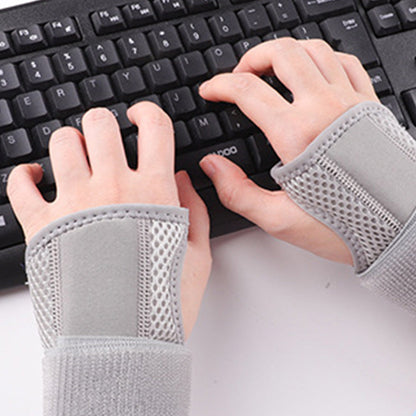Pair of Adjustable Tunnel Wrist Brace Night Support Hand Brace with Splints Gray