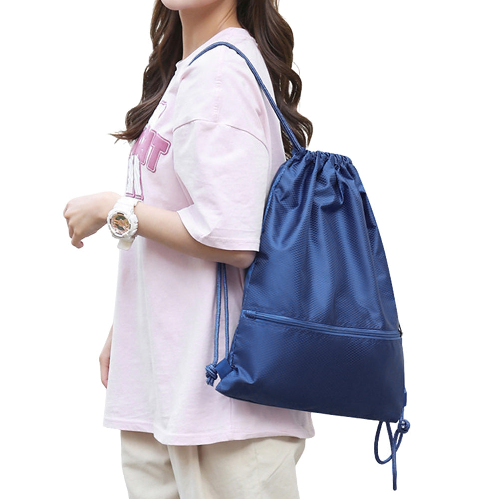 Drawstring Backpack Bag Portable Gym Backpack- Dark Blue