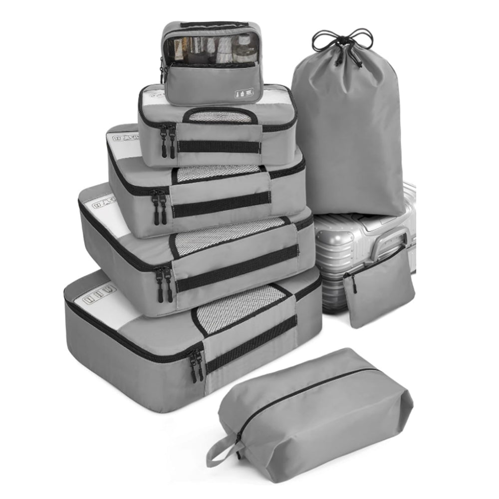 8Pcs Set Travel Packing Cubes for Suitcases Luggage Organizer Bags Set Grey