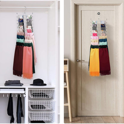 10 Layer Folding Scarf Hanger Organizer for Closet Space Saving-Silver