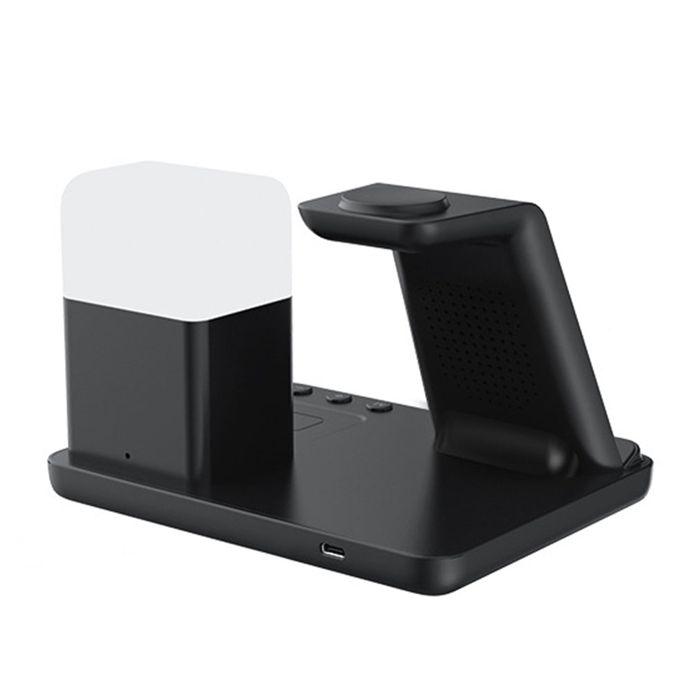 6-in-1 Wireless Charging Station for Multiple Devices with Alarm Clock and Night Light for Apple Devices