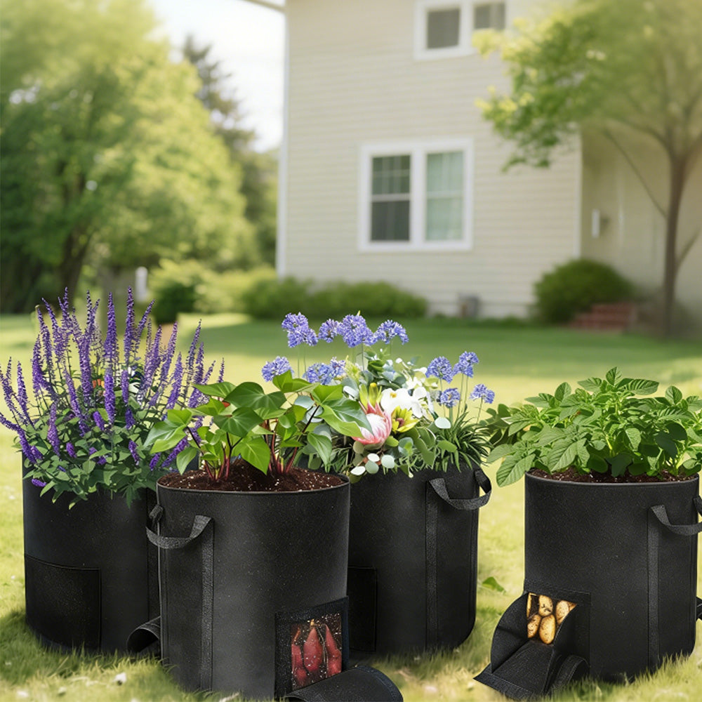 2Pcs 15 Gallon Potato Grow Bags with Dual Harvest Window Visible Window Non-Woven Planter Pot