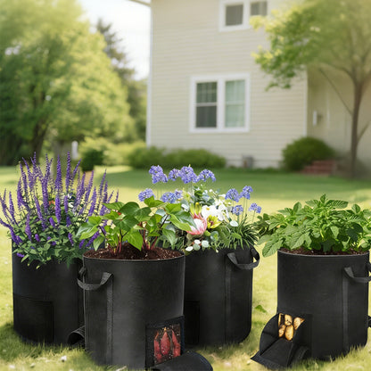 2Pcs 15 Gallon Potato Grow Bags with Dual Harvest Window Visible Window Non-Woven Planter Pot