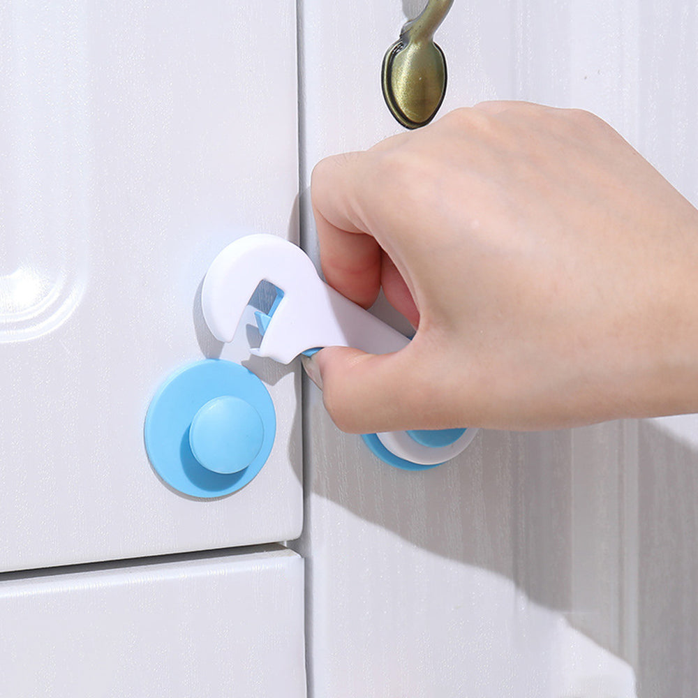 Set of 10Pcs Child-Proof Cabinet Locks Self-Adhesive Fridge Lock Child Safety Latches Blue