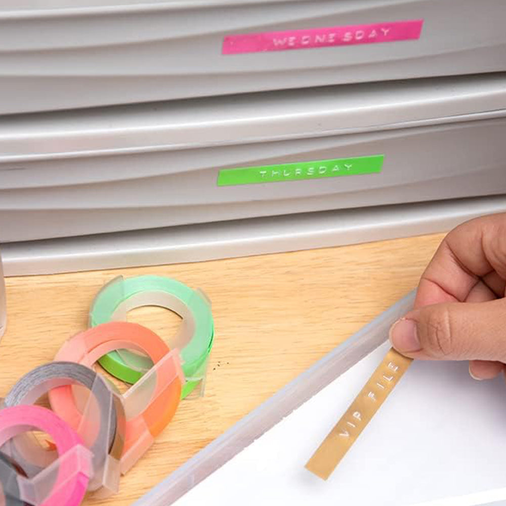 Portable Embossing Label Maker with 6 Rolls Tapes DIY Crafting Label Printer for Home Office