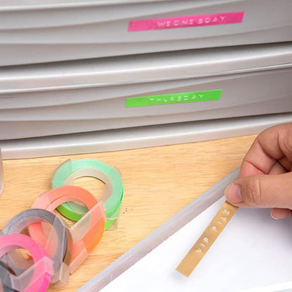 Portable Embossing Label Maker with 6 Rolls Tapes DIY Crafting Label Printer for Home Office