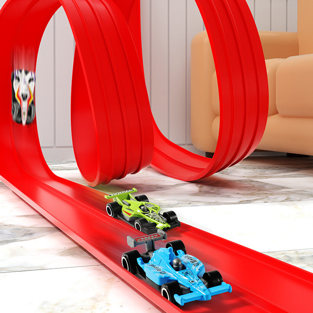 5-Meter Flexible Race Car Ramp Track Toy Set with Suction Cups Red