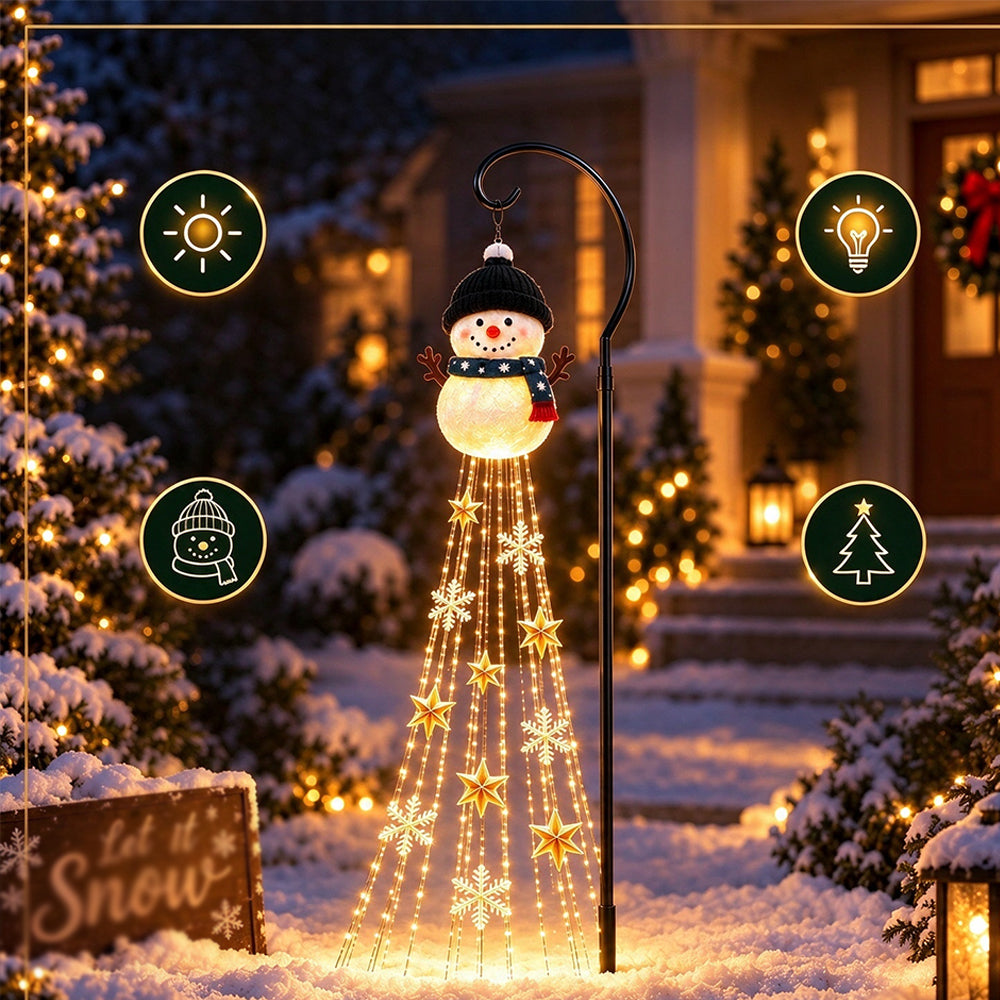 Solar Snowman Stake Solar Light Warm LED Garden Decoration Light