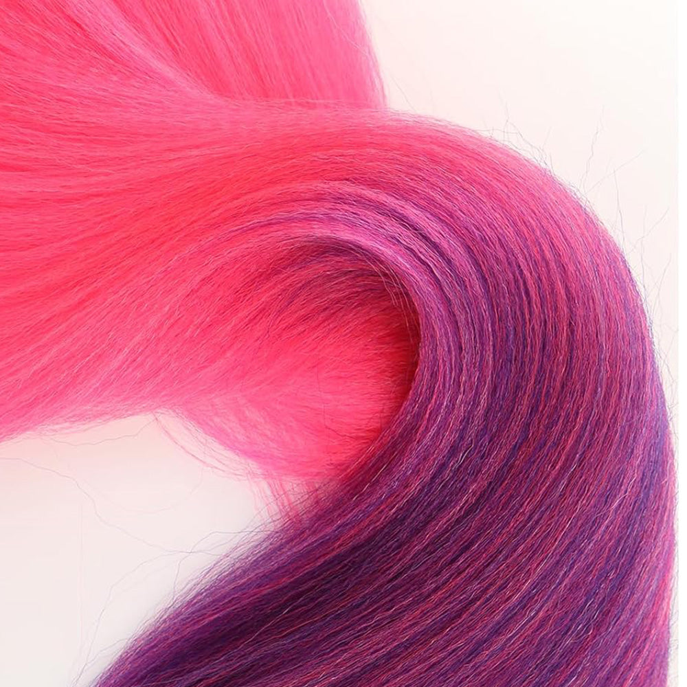2Pcs Pre-Stretched Braiding Hair Extensions Synthetic Cosplay Hair Extensions Purple-Pink Ombre