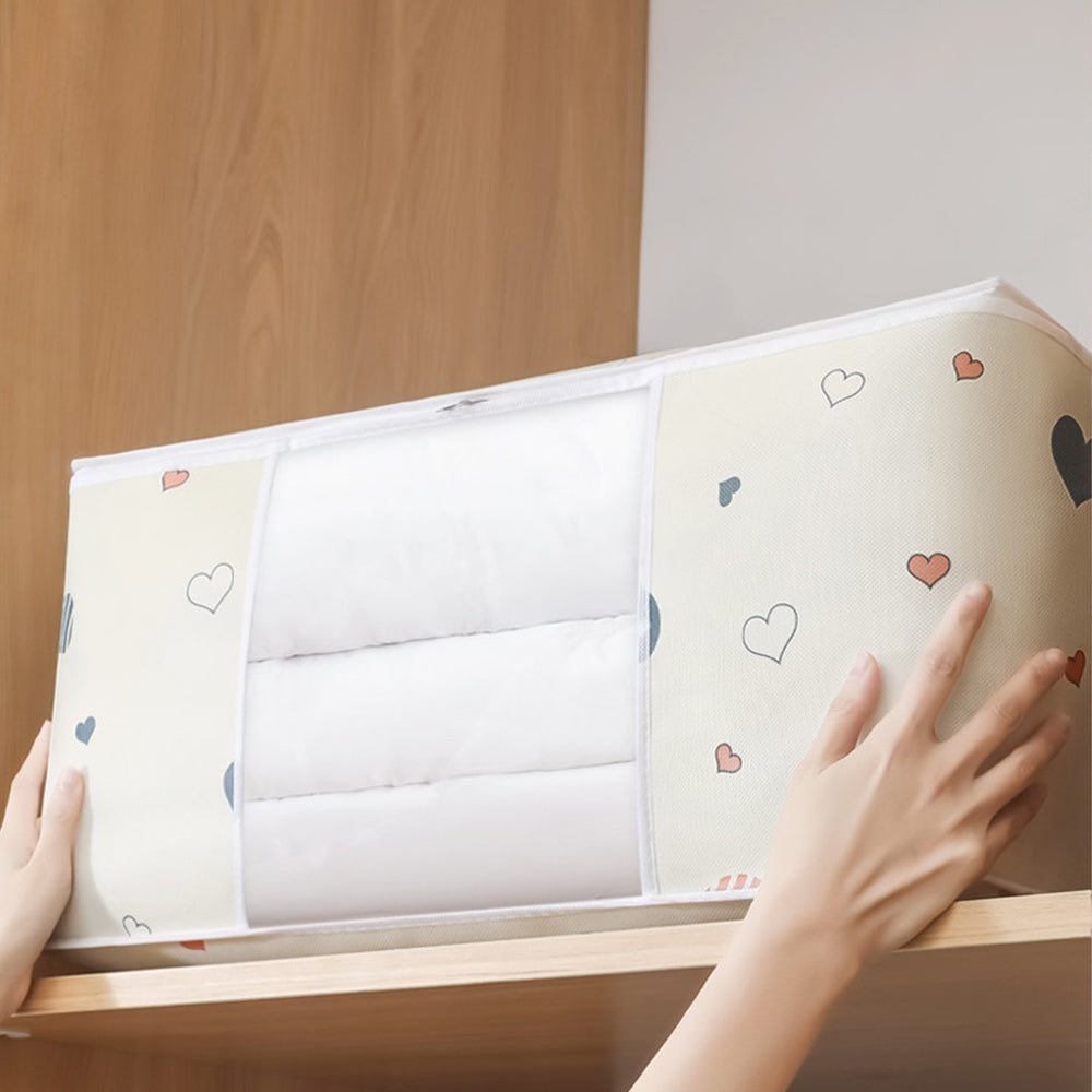 Two-Piece Beige Large Capacity Printed Quilt Storage Bag Set