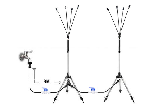 2Pcs Patio Standing Mister Adjustable Height 1.25M Portable Stand Misting System for Outside Garden BBQ Water Mist Playing Patio Cooling