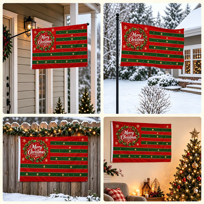 Christmas Flag Double Sided Print Happy New Year Flag - Green
