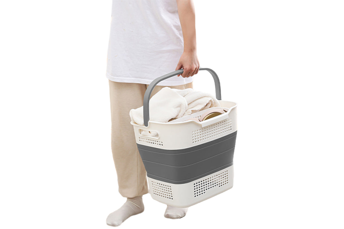 35L Collapsible Laundry Basket Clothes Hamper Washing Cleaning Organizer Bin-Dark Grey
