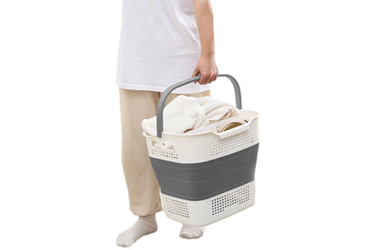 35L Collapsible Laundry Basket Clothes Hamper Washing Cleaning Organizer Bin-Dark Grey