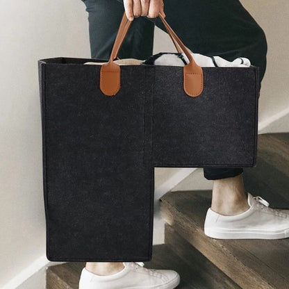 Stair Step Basket with Handle Foldable Storage Bag Black