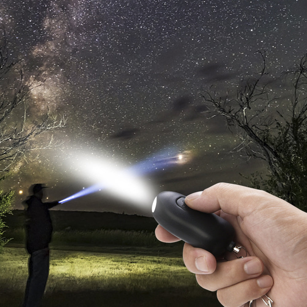 130dB Personal Security Alarm Anti-attack Rechargeable Emergency Keychain Alarm Torch Black
