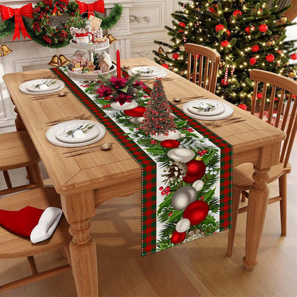 Linen Christmas Table Runner Long Farmhouse Holiday Table Decor for Kitchen Home Style 1