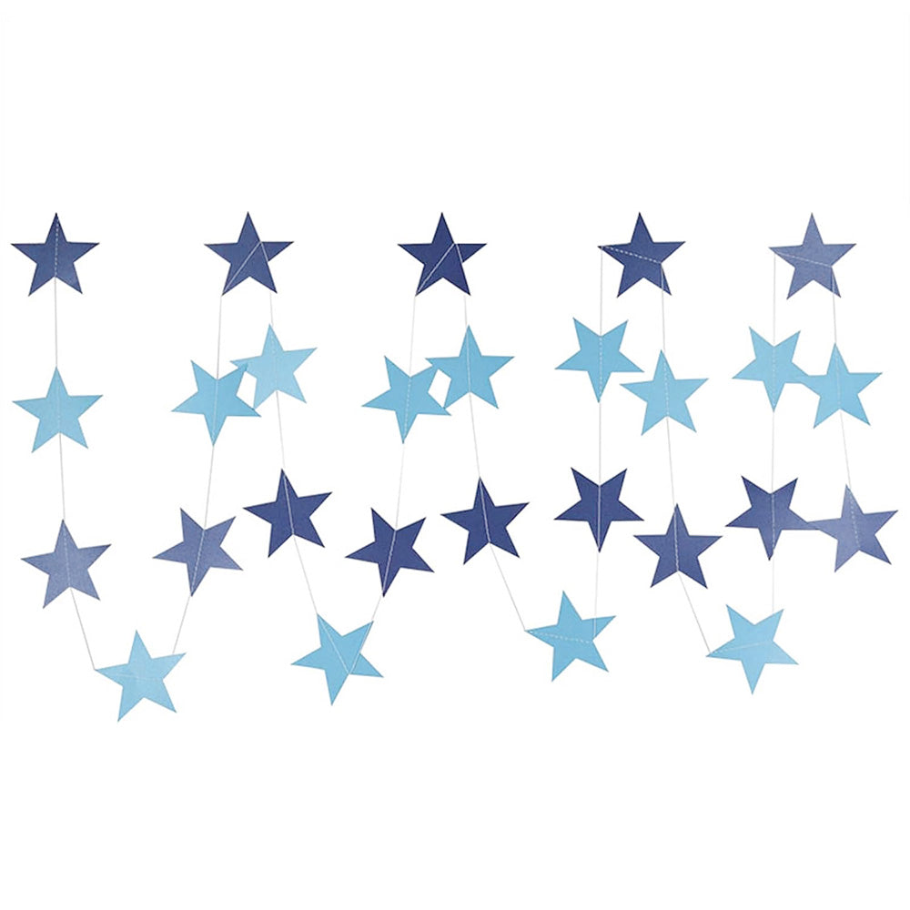 5 Pack 4m Thick Paper Star Garland Bunting Banners for Parties - Blue