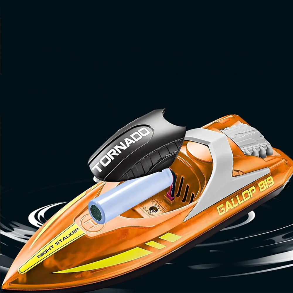 Remote Control Boat with Color LED Lights for Pool Lake - Orange