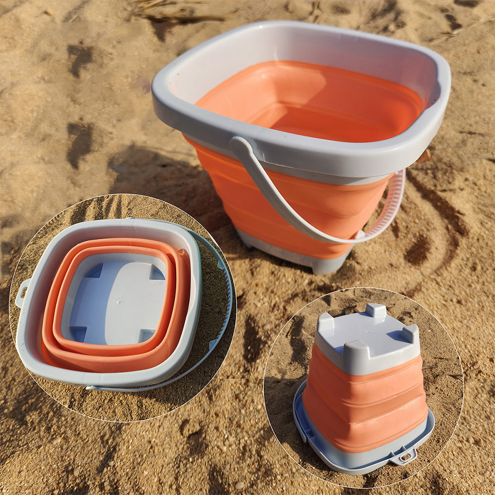 17 Piece Set Beach Toy Set with Foldable Sand Bucket - Orange