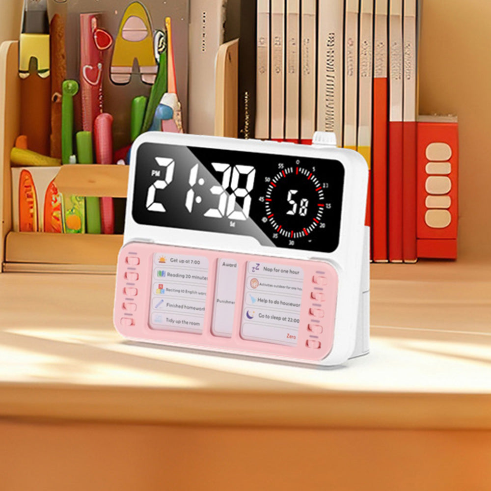 Visual Countdown Timer Clock Task Board and Pen Holder - Pink
