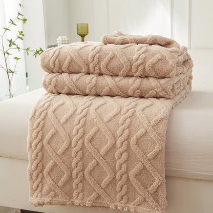 Flannel Throw Blanket Soft Fuzzy Cozy Warm Blanket Air-conditional Blanket Khaki