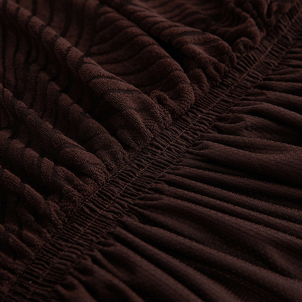 Soft Couch Cover with Skirt Ruffled Stretch Sofa Cover -Brown