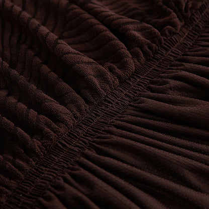 Soft Couch Cover with Skirt Ruffled Stretch Sofa Cover -Brown