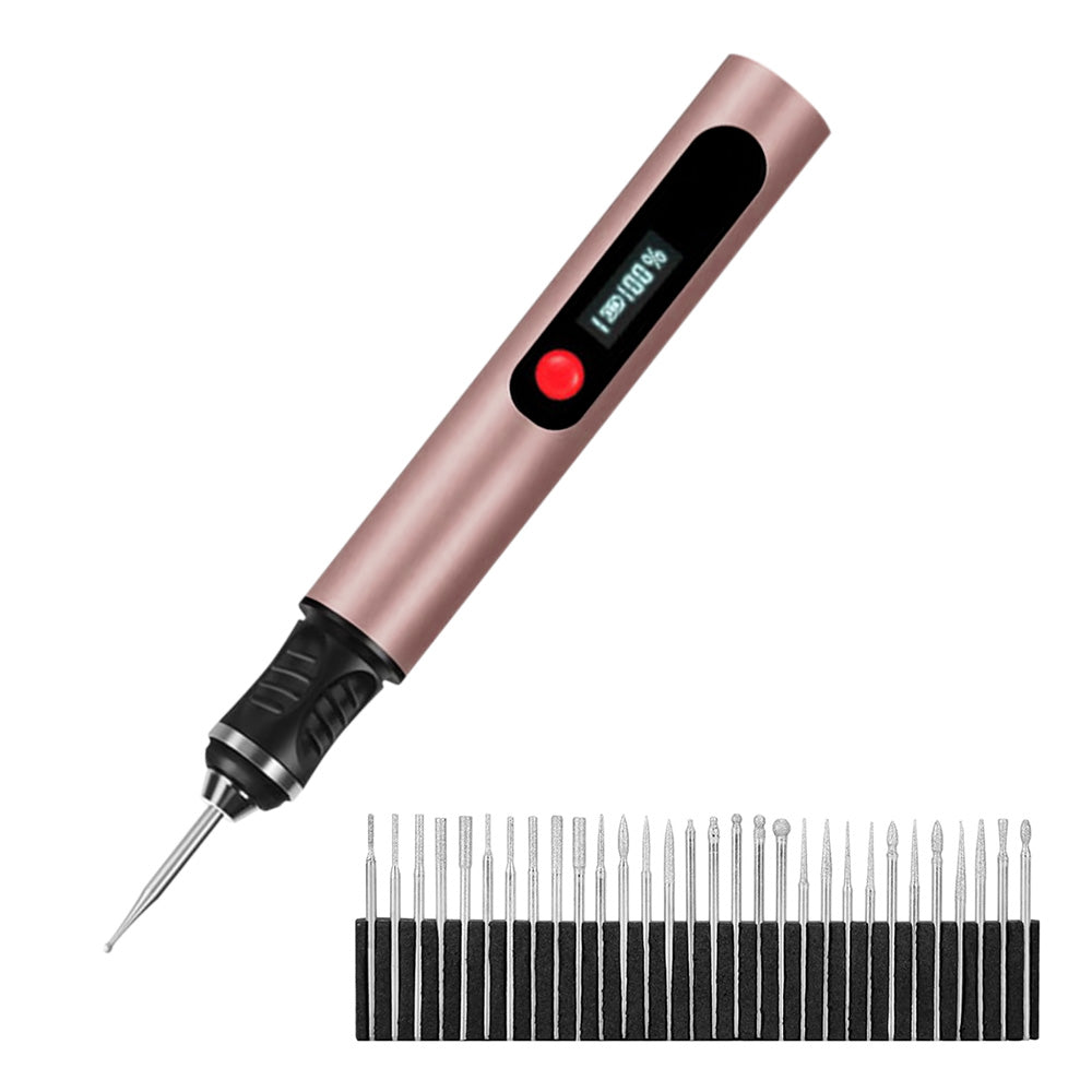 Electric Engraving Pen with 30 Bits 3-Speed Adjust Engraving Pen for Metal Wood Glass-Pink