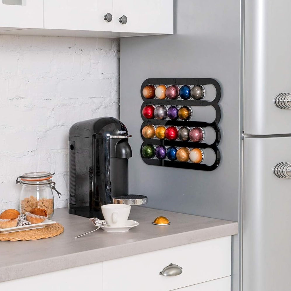 Magnetic Wall Mounted Coffee Pod Rack for Nespresso Vertuo Capsules Capsule Holder Black