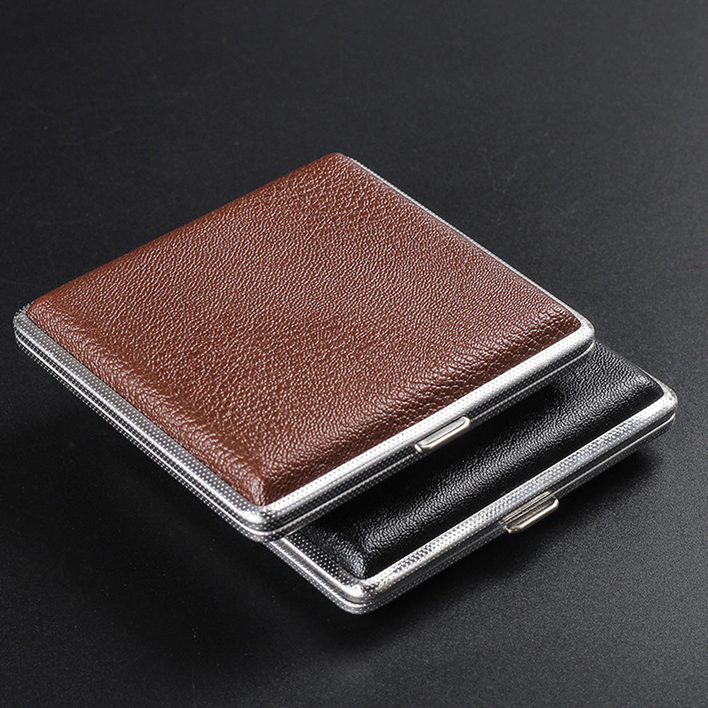 2Pcs Portable PU Leather Cigarette Case Fashion Design Holds 20 Cigarettes