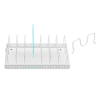 Horizontal Pull Out Organizer for Pots and Pans Sliding Storage Rack with Dividers for Kitchen White