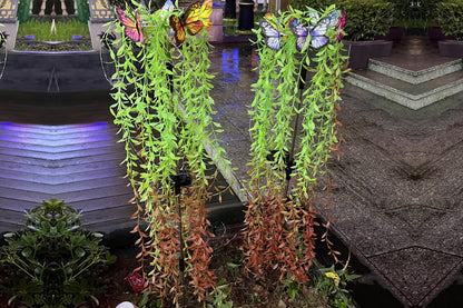 Solar Garden Lights 25LEDs Solar Power Butterfly Flower Lights Waterproof Swaying Tree for Outside Yard Pathway Patio Lawn