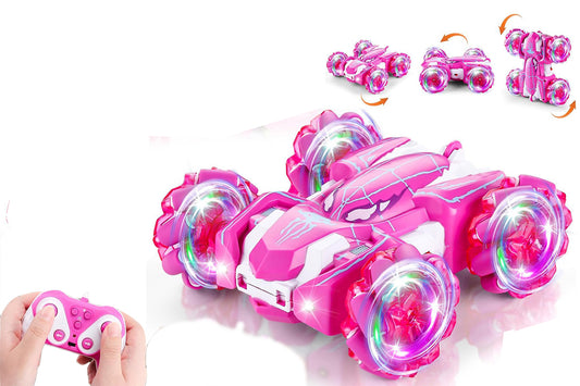 Spider Remote Control Car with Cool Lights 360?? Rotating 4WD Off-Road Race Car -Pink