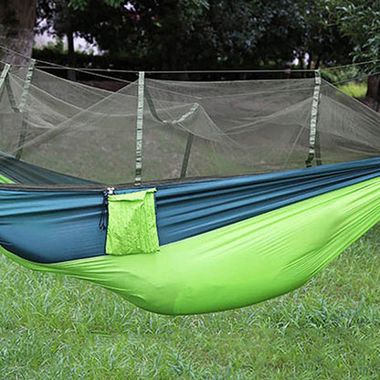 Anti-mosquito Hammock Durable Portable Hanging Bed Sleeping Swing with Mosquito Net-Green
