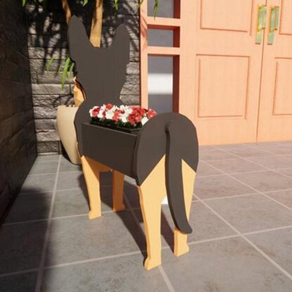 Cute Animal PVC Garden Dog Flower Planter Plant Pots For Outdoor Decoration-German Shepherd
