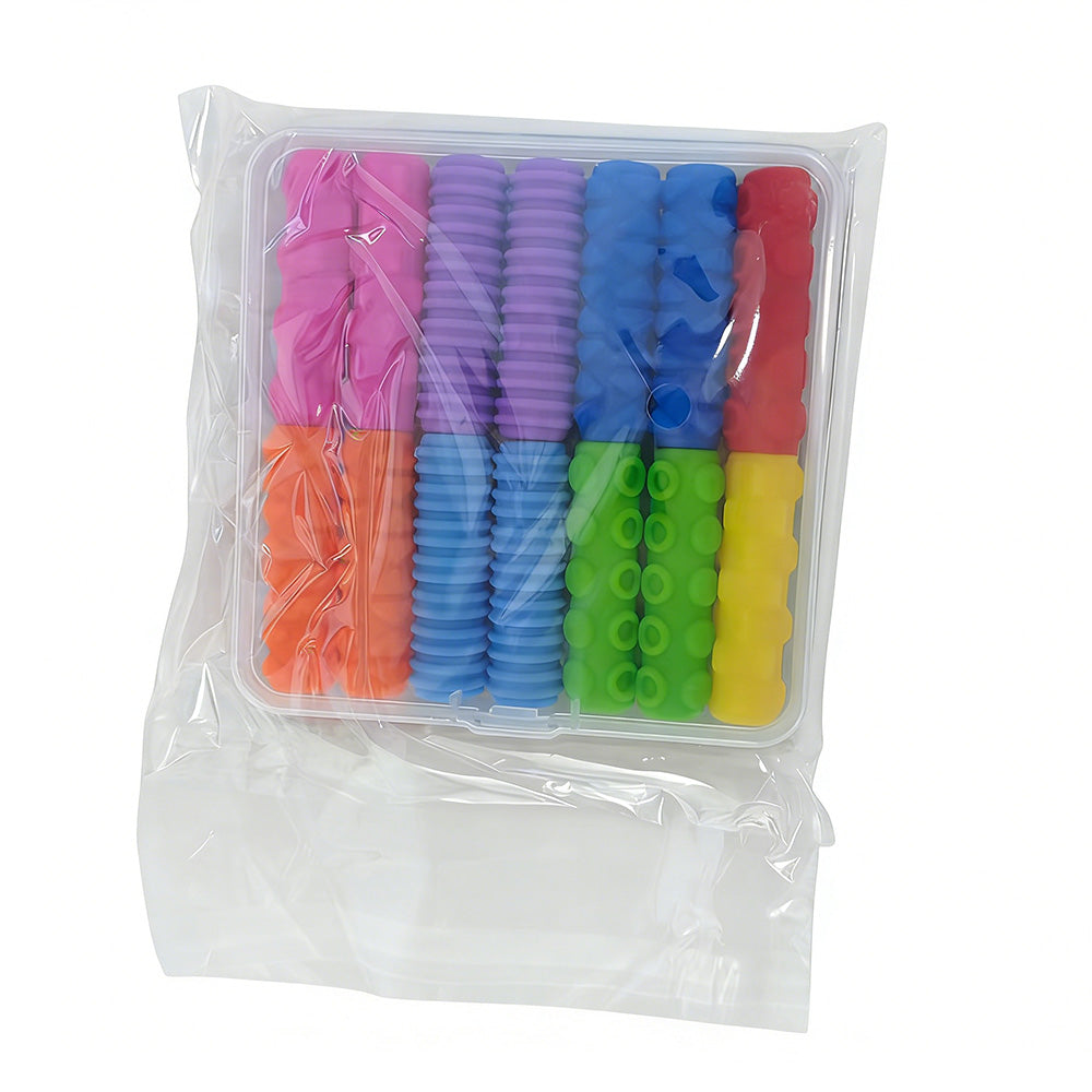 14 Pcs Silicone Textured Sensory Pencil Grip Fidget Toy
