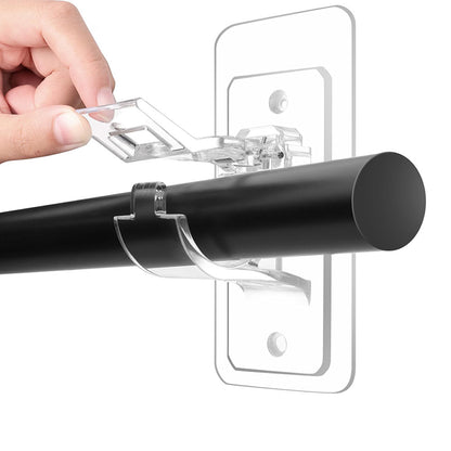 4Pcs No Drill Self Adhesive Curtain Rod Brackets Transparent Invisible Holders for Curtains Towels-Transparent