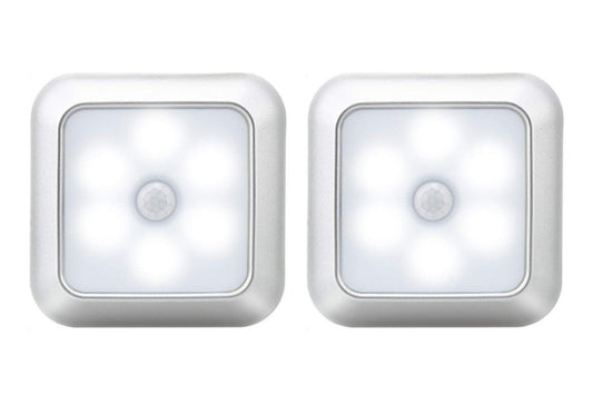 4Pcs LED Motion Sensor Night Light Cabinet Closet Stair Wall Lamp Light Cordless Light-White