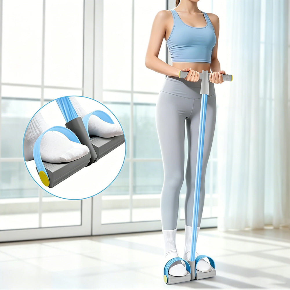 6 Tube Multifunction Pedal Resistance Band with Hand for Sit Up Home Gym Workout-Blue