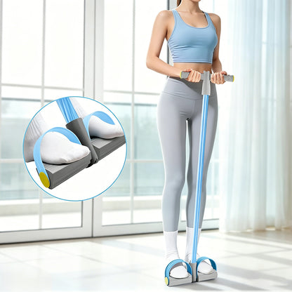 6 Tube Multifunction Pedal Resistance Band with Hand for Sit Up Home Gym Workout-Blue