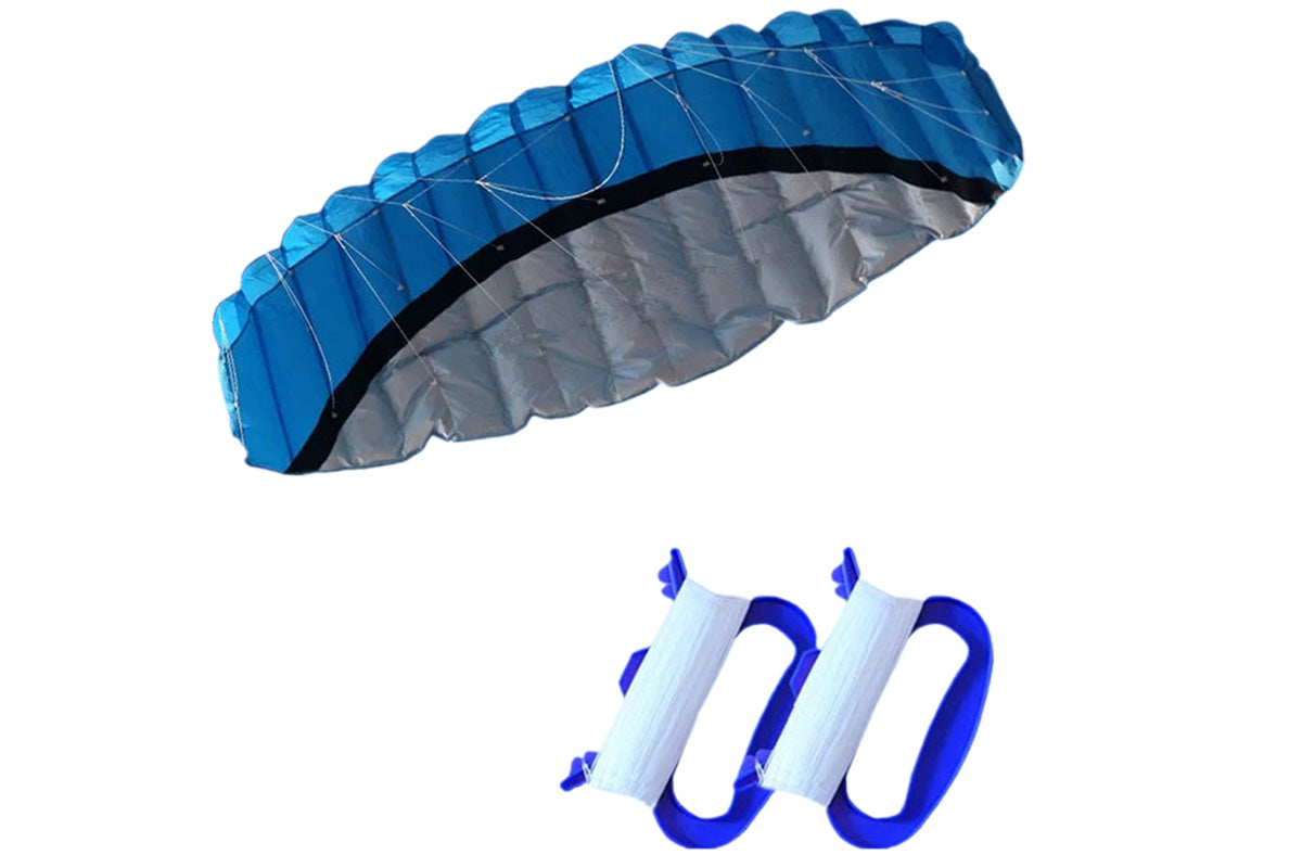 2.5m Dual Line Parafoil Parachute Stunt Sport Beach Kite Outdoor Frameless Toy-Blue