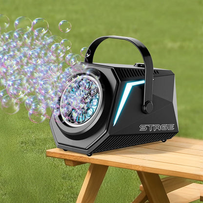 Bubble Machine Automatic Blower Remote Control LED Light for Parties Wedding-Black