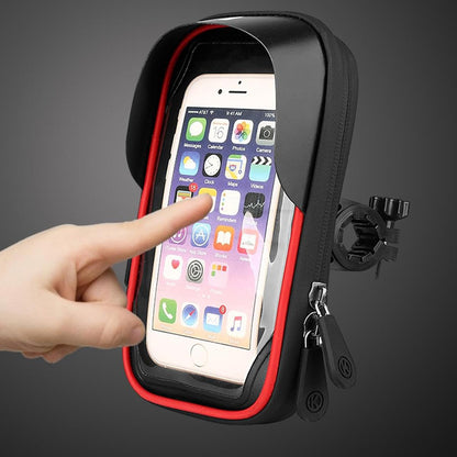 Waterproof Bike Phone Holder Fully Enclosed Touch Sensitive Bike Handlebar Phone Mount-Red
